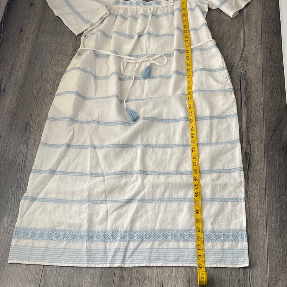 Tory Burch Light Blue and White Striped Midi Dress - Picture 5 of 16